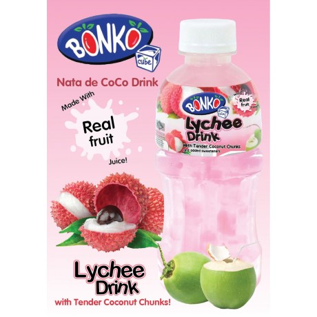 Bonko Drink - Lychee with Coconut Pieces 24 x 320ml