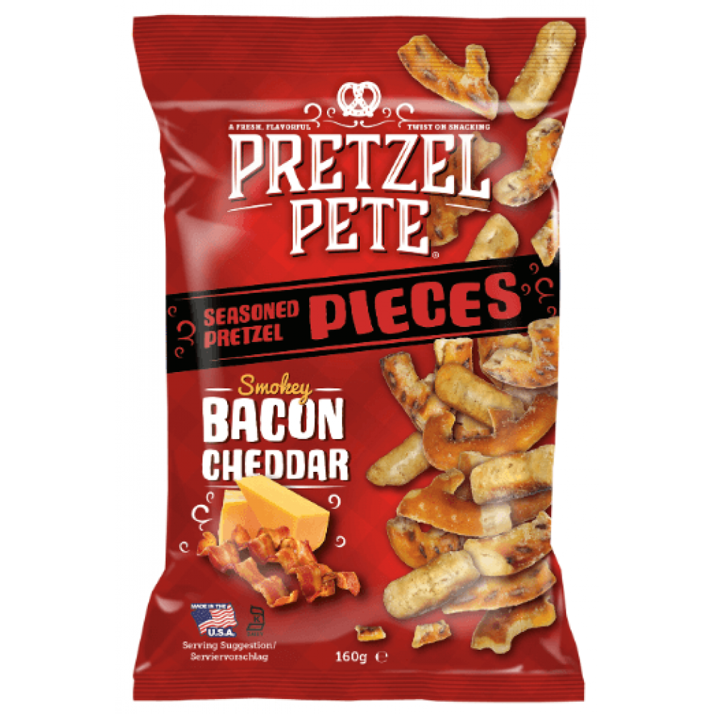 Pretzel Pete Pretzels Pieces - Smokey Bacon & Cheddar 8 x 160g
