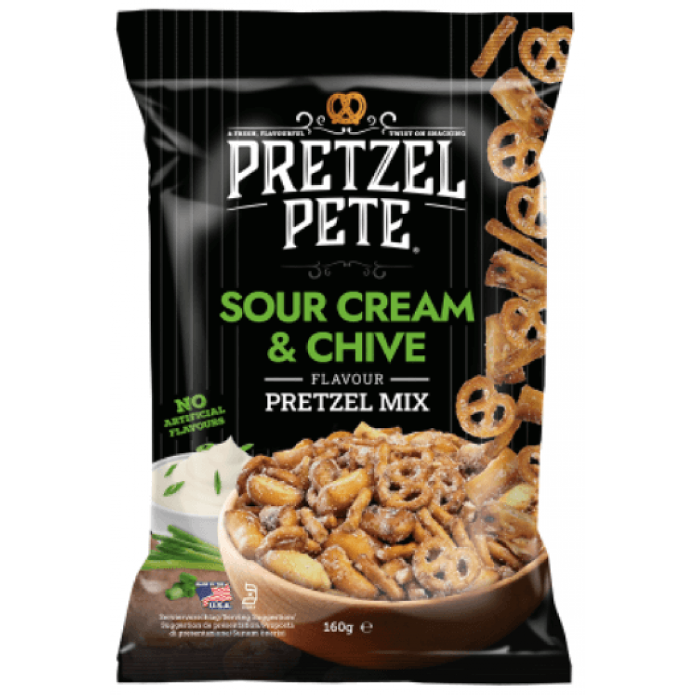 Pretzel Pete Pretzels - Sour Cream & Chive 8 x 160g