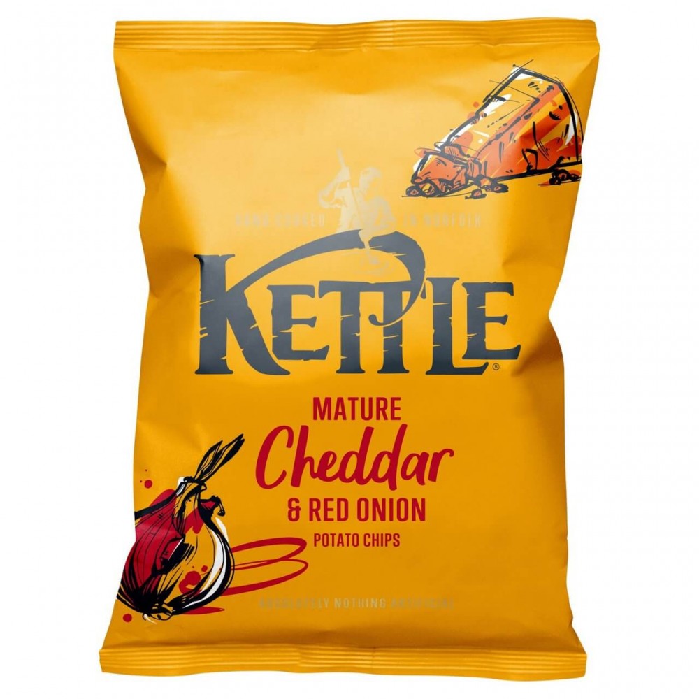 Kettle Chips 130g - Mature Cheddar & Red Onion 12 x 130g